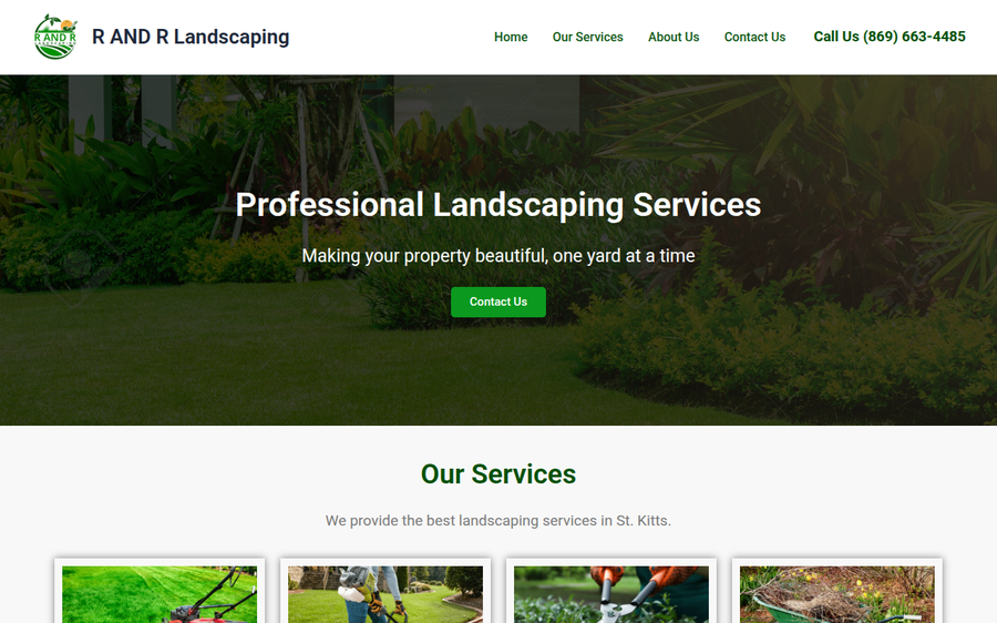 R & R Landscaping website for St. Kitts landscaping company