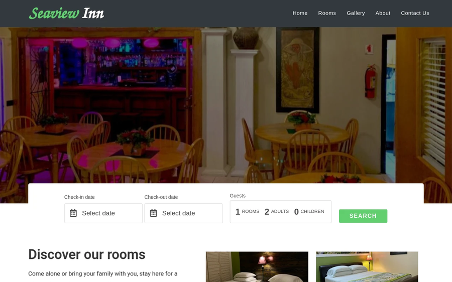 Seaview Inn hotel booking website homepage