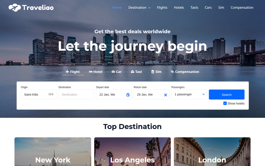 TravelIAO travel affiliate website