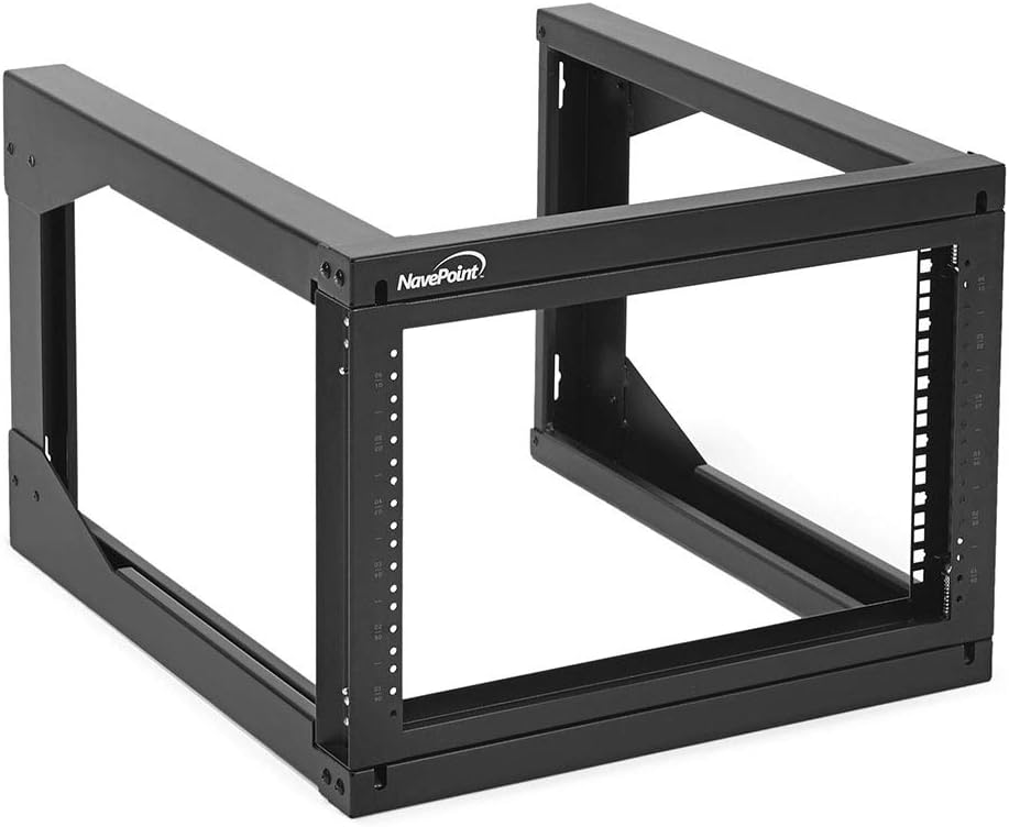 NavePoint 6U wall-mount open frame network rack